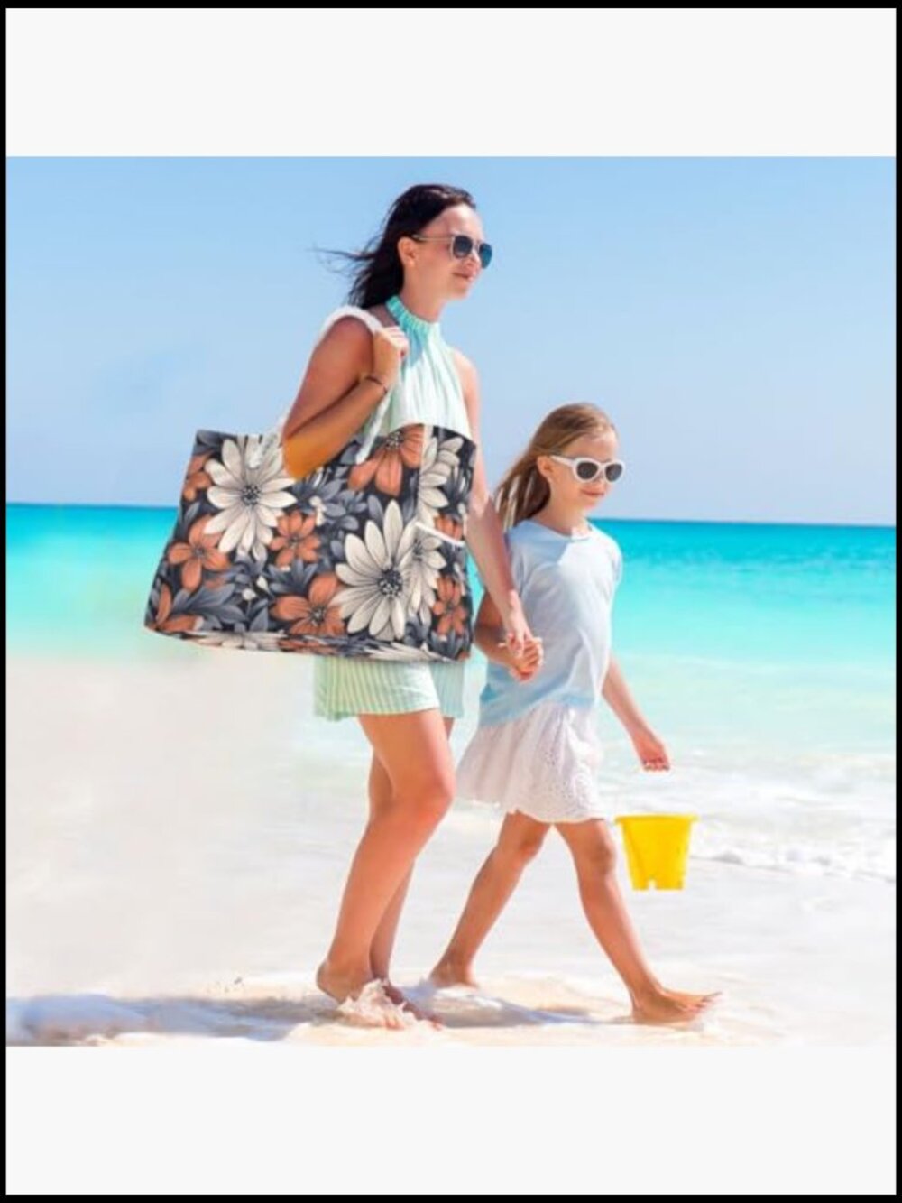 Large Canvas Beach Tote Bag Water Resistant Shoulder Bag for Gym Travel Daily - Picture 6 of 6